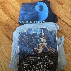 Bundle  Star Wats gray long sleeve hooded T-shirt size medium and large T-shirt
